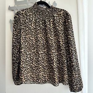 J. Crew leopard blouse with high neck